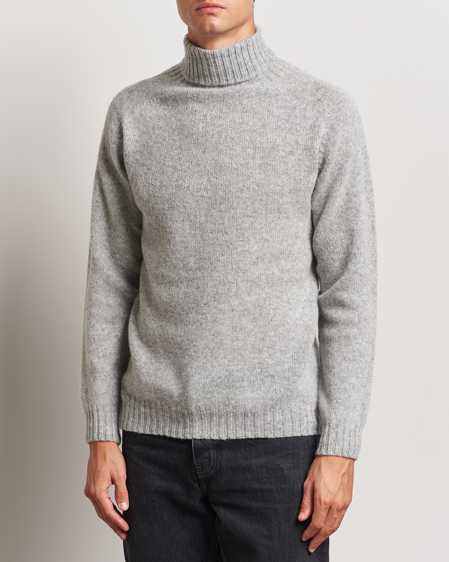 Herren | Pullover | Harley Of Scotland | Supersoft Lambswool Rollneck Silver Grey