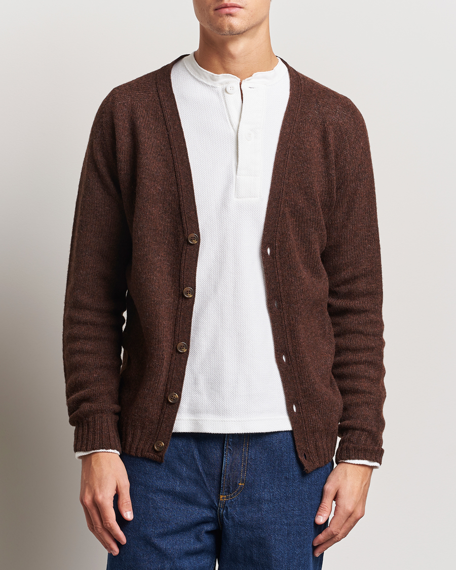 Herren |  | Harley Of Scotland | Supersoft Lambswool Cardigan Coffee