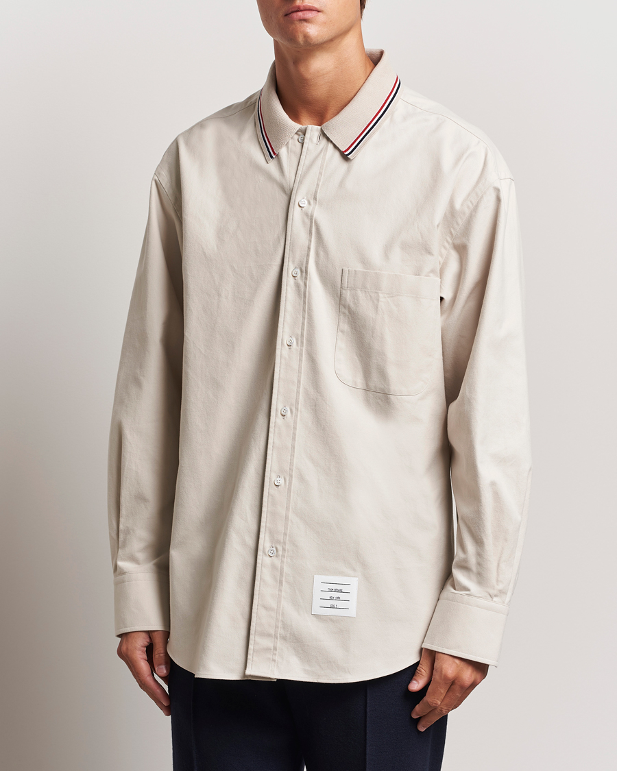 Herren | Overshirts | Thom Browne | Knit Collar Flannel Overshirt Off White