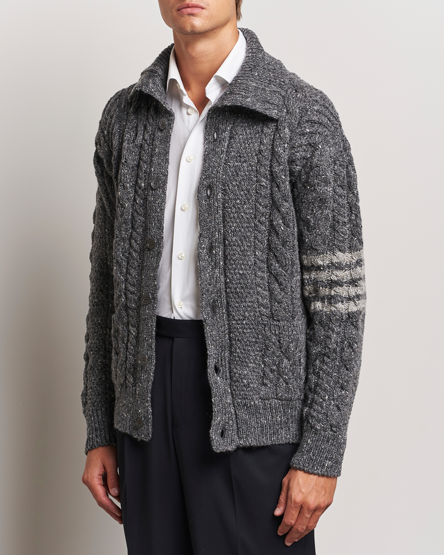 Herren |  | Thom Browne | Donegal Cable Cardigan Medium Grey