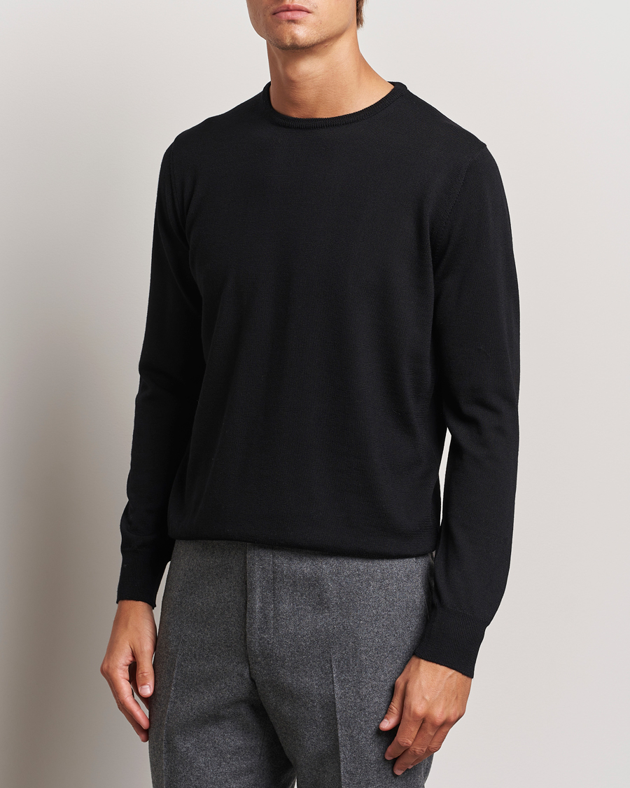 Herren | Pullover | Morgano | Extra Fine Merino Wool Crewneck Black