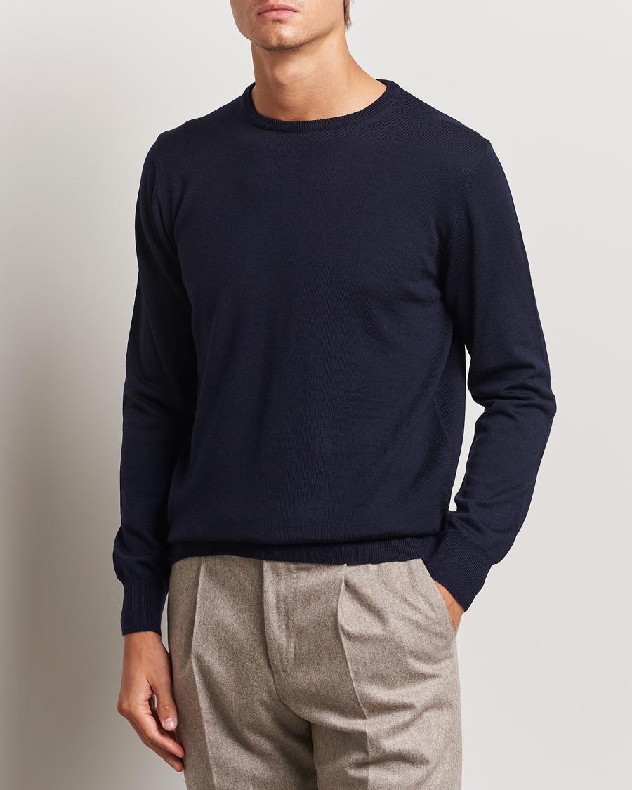 Herren | Kleidung | Morgano | Extra Fine Merino Wool Crewneck Navy