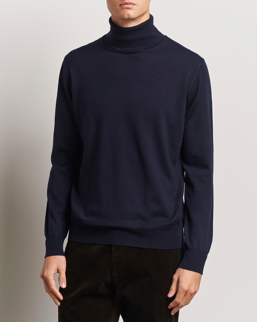 Herren |  | Morgano | Extra Fine Merino Wool Rollneck Navy