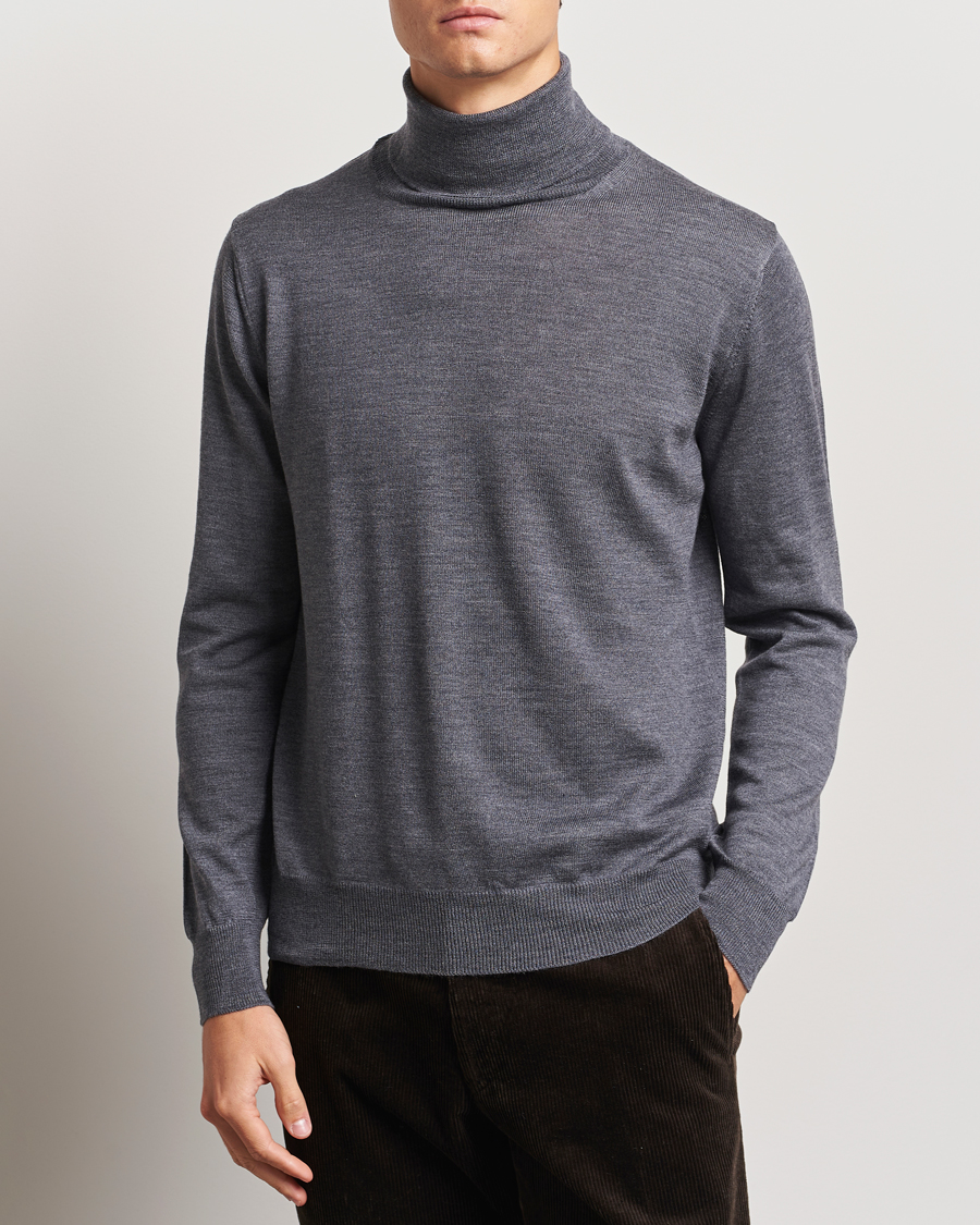 Herren |  | Morgano | Extra Fine Merino Wool Rollneck Mid Grey