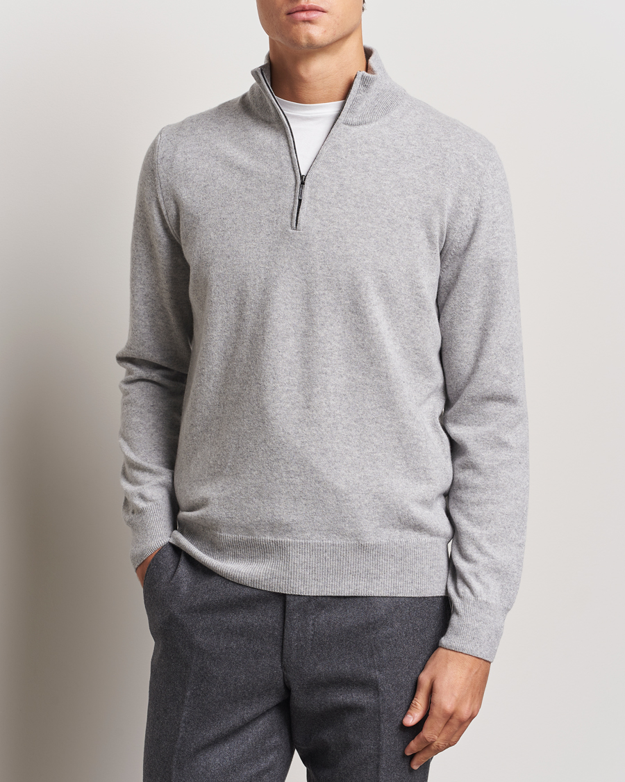 Herren |  | Morgano | Wool/Cashmere Half-Zip Mid Grey