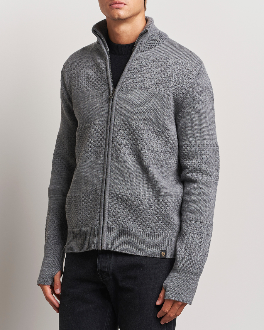 Herren |  | Belstaff | Sternway Knitted Zip Cardigan Grey Heather