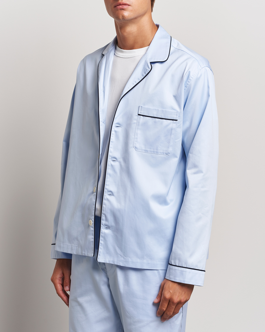 Herren | Pyjama Oberteile | Tekla | Sateen Pyjama Shirt Bellhop Blue