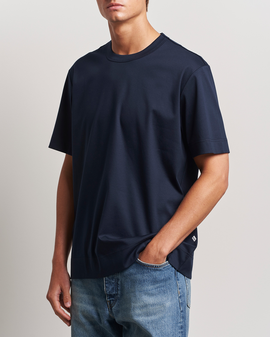 Herren |  | NN07 | Pedro Mercerized Crew Neck T-Shirt Navy Blue