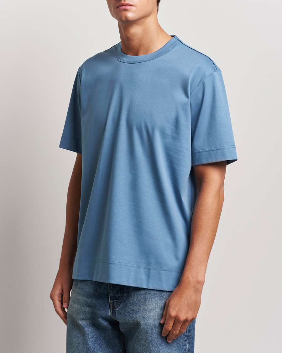 Herren |  | NN07 | Pedro Mercerized Crew Neck T-Shirt Blue Jasper