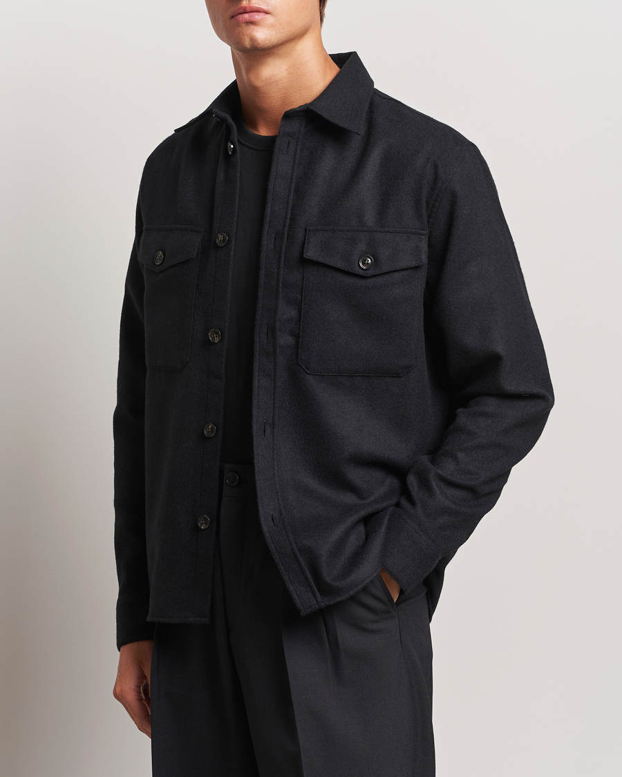 Herren |  | J.Lindeberg | Flat Wool Overshirt Black