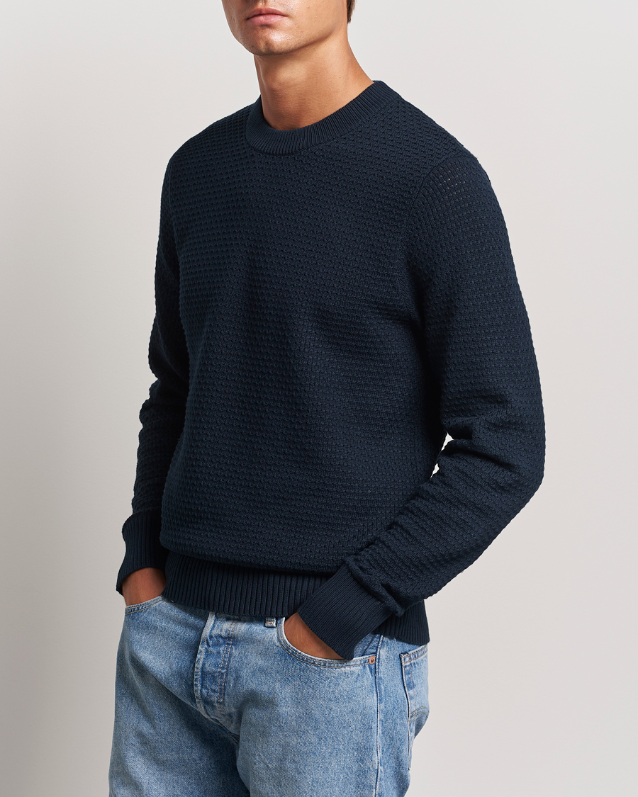 Herren |  | J.Lindeberg | Oliver Structure Cotton Sweater Navy