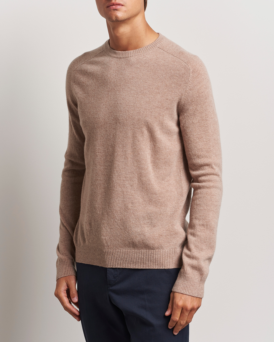 Herren | Strickpullover | KnowledgeCotton Apparel | Lambswool Roundneck Beige