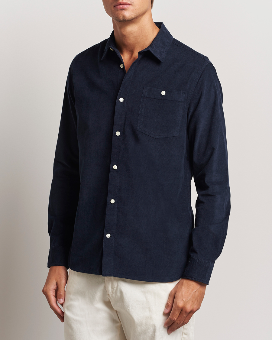 Herren | Freizeithemden | KnowledgeCotton Apparel | Regular Fit Corduroy Shirt Navy