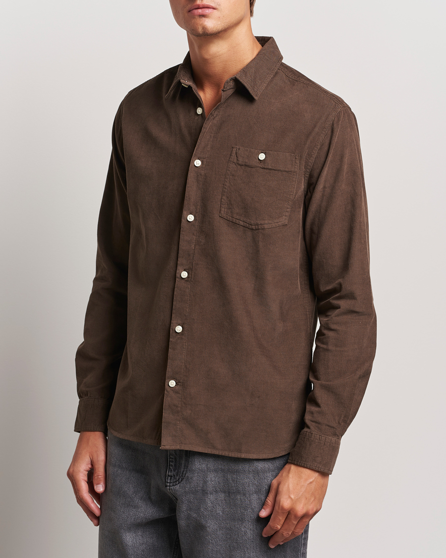 Herren | Hemden | KnowledgeCotton Apparel | Regular Fit Corduroy Shirt Brown