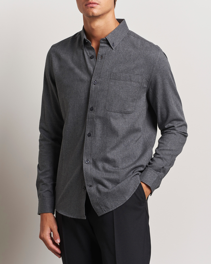 Herren | Freizeithemden | KnowledgeCotton Apparel | Regular Fit Melange Flannel Shirt Grey