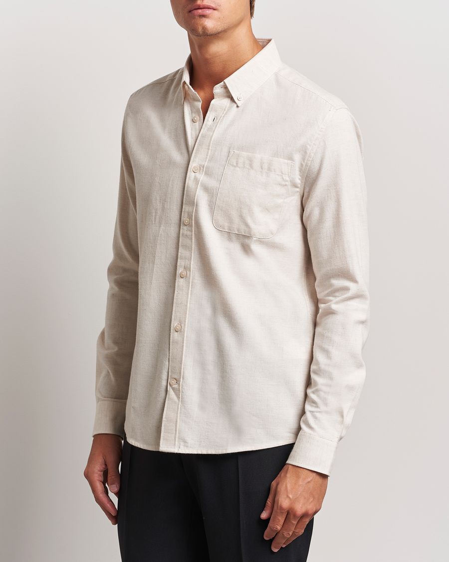 Herren | Freizeithemden | KnowledgeCotton Apparel | Regular Fit Melange Flannel Shirt Beige