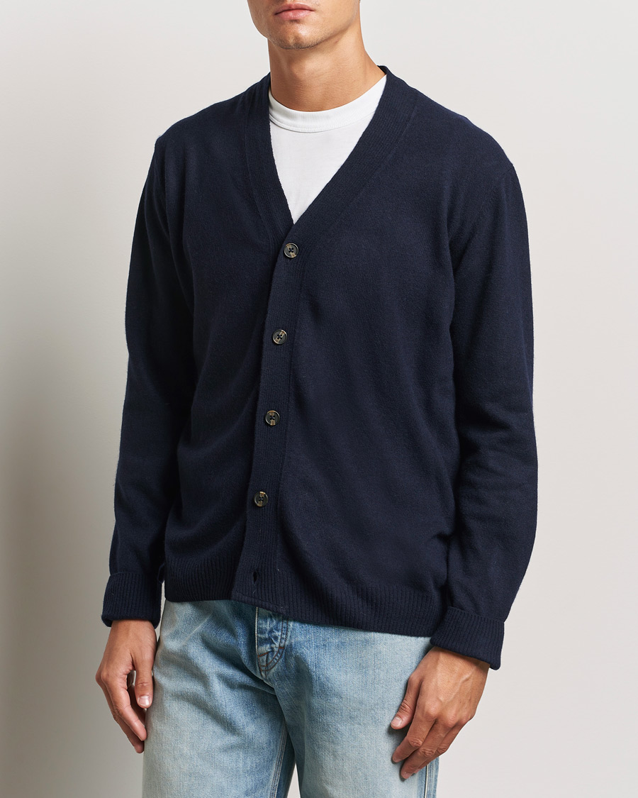 Herren | Strickjacke | KnowledgeCotton Apparel | Lambswool Cardigan Navy