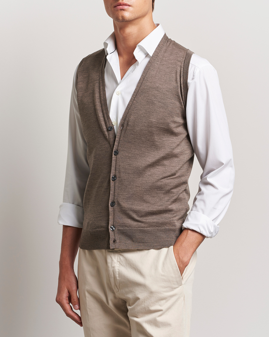 Herren |  | John Smedley | Huntswood Slim Fit Waistcoat Mushroom Brown