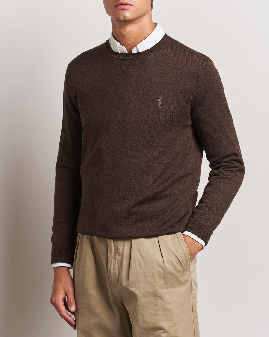 Herren |  | Polo Ralph Lauren | Merino Crew Neck Pullover Cacao Brown Heather