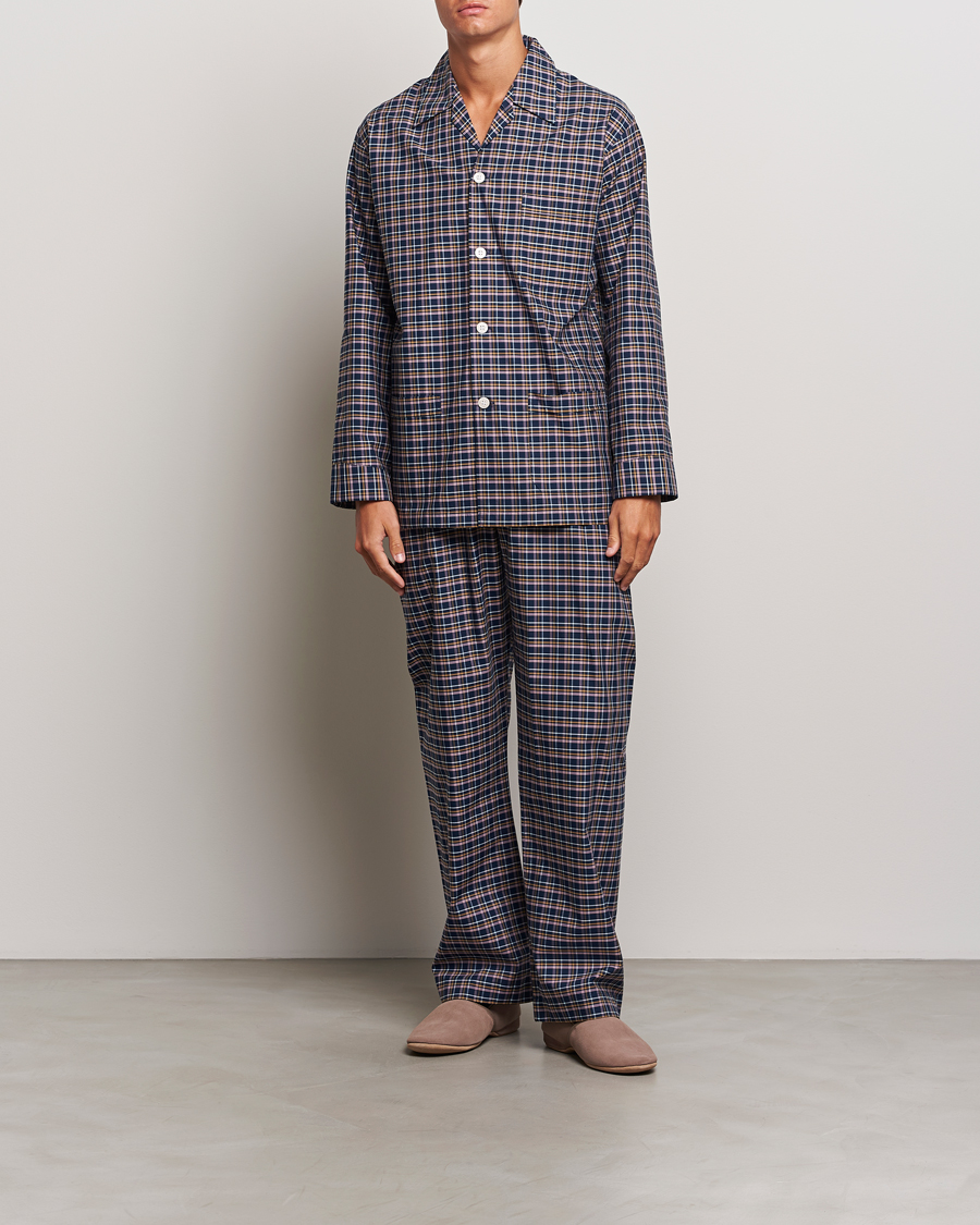 Herren |  | Derek Rose | Cotton Checked Pyjama Set Navy