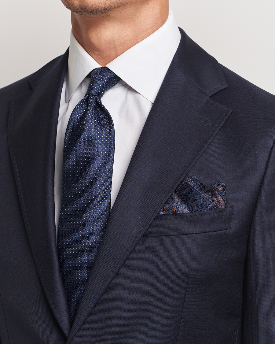 Herren | Smart Casual | Amanda Christensen | Box Set Silk 8 cm Tie And Pocket Square Navy