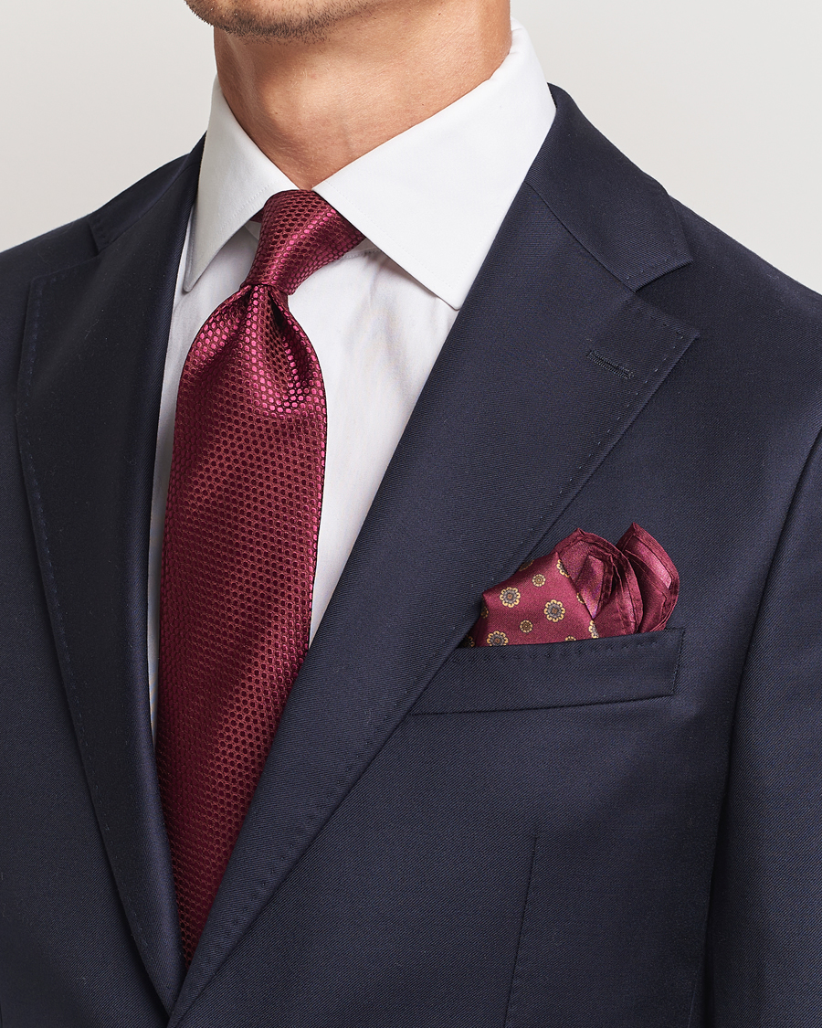 Herren | Smart Casual | Amanda Christensen | Box Set Silk 8 cm Tie And Pocket Square Bordeaux