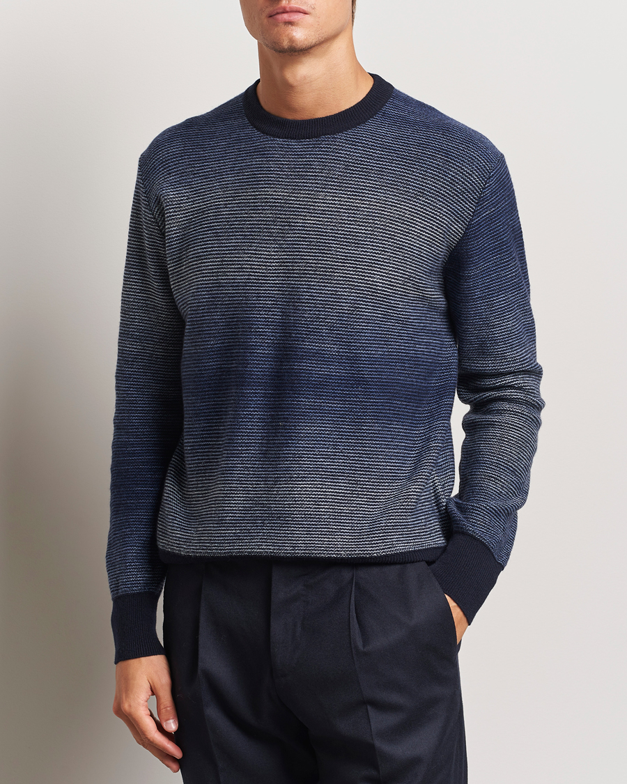 Herren |  | Altea | Jacquard Stripe Sweater Navy