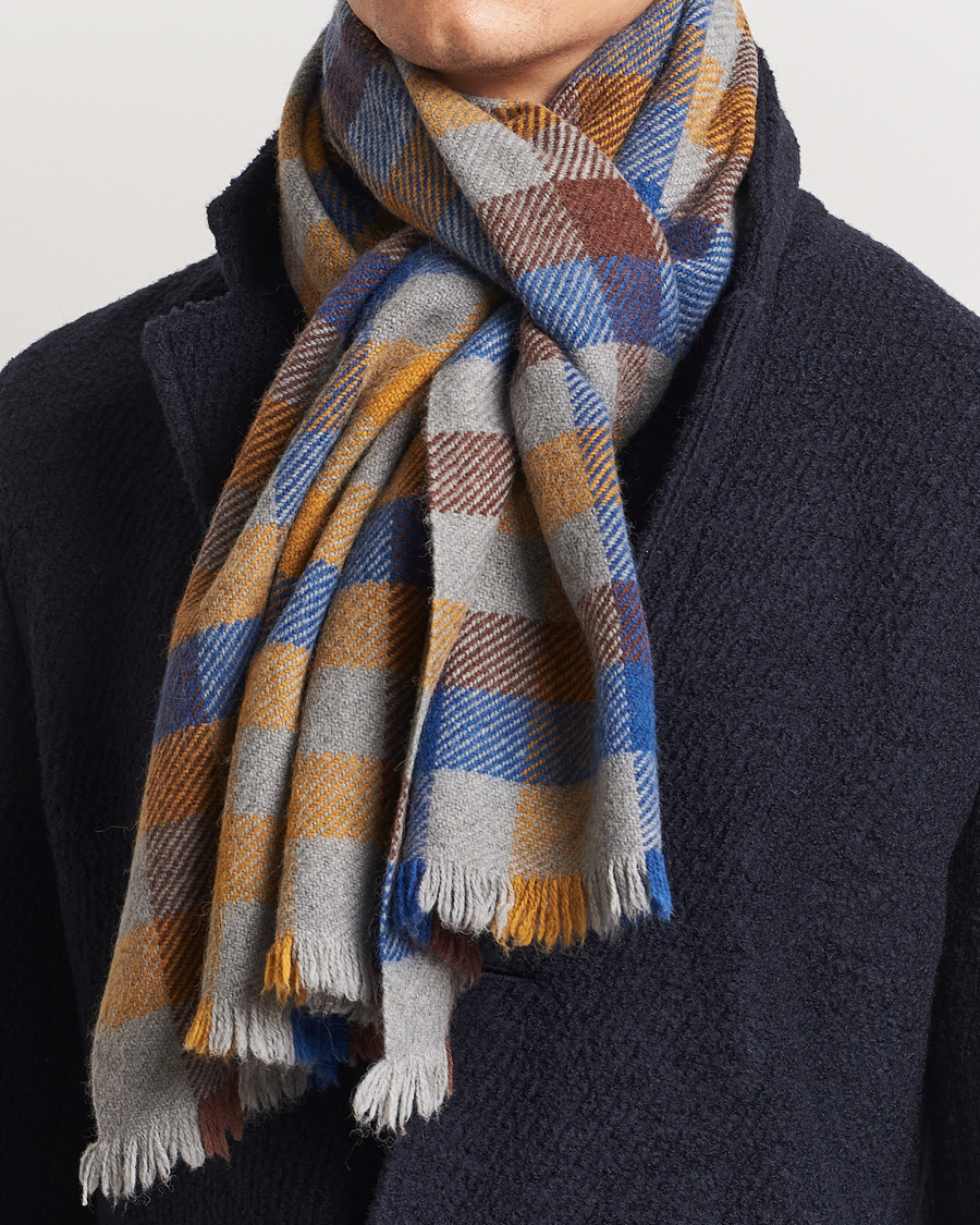 Herren |  | Altea | Check Wool Scarf Yellow/Beige