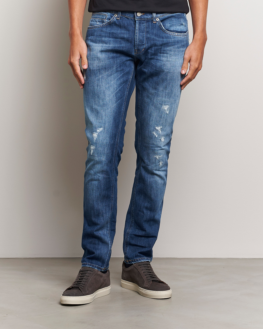 Herren |  | Dondup | George Light Distressed Jeans Medium Blue