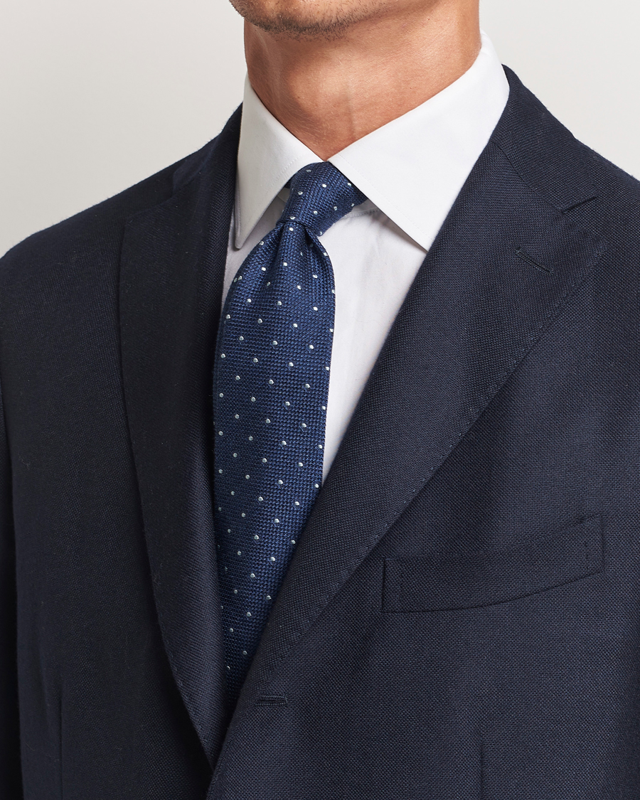 Herren |  | Finamore Napoli | Wool/Silk Grenadine Dot Tie Navy