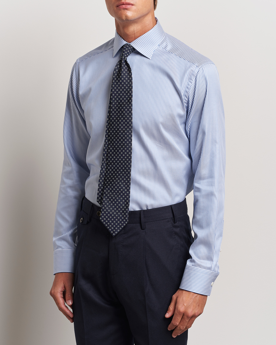 Herren | Business & Beyond - Formal | Eton | Slim Fit Signature Twill Striped Shirt Blue/White