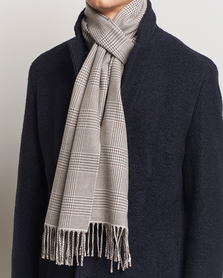 Herren |  | Eton | Merino Wool Prince Of Wales Scarf Beige