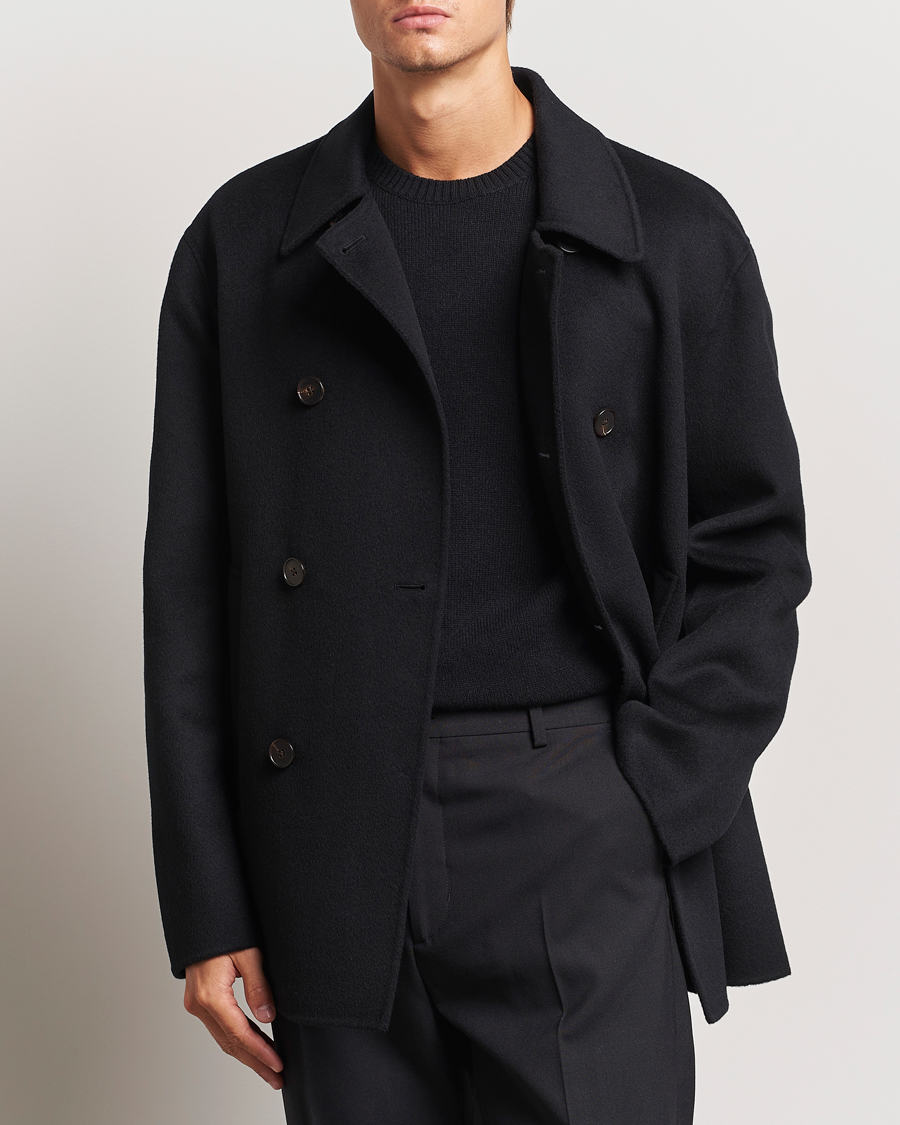 Herren | Cabans | Filippa K | Double Faced Wool Peacoat Black