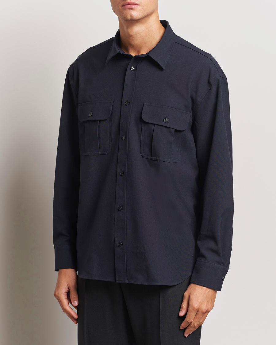 Herren | Business & Beyond - Casual | Filippa K | Relaxed Flannel Patch Pocket Shirt Navy