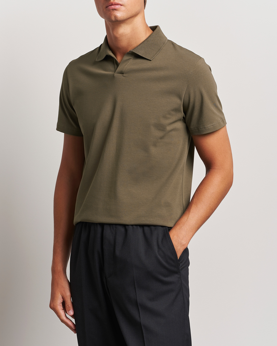 Herren | Poloshirts | Filippa K | Soft Lycra Polo T-Shirt Dark Sage