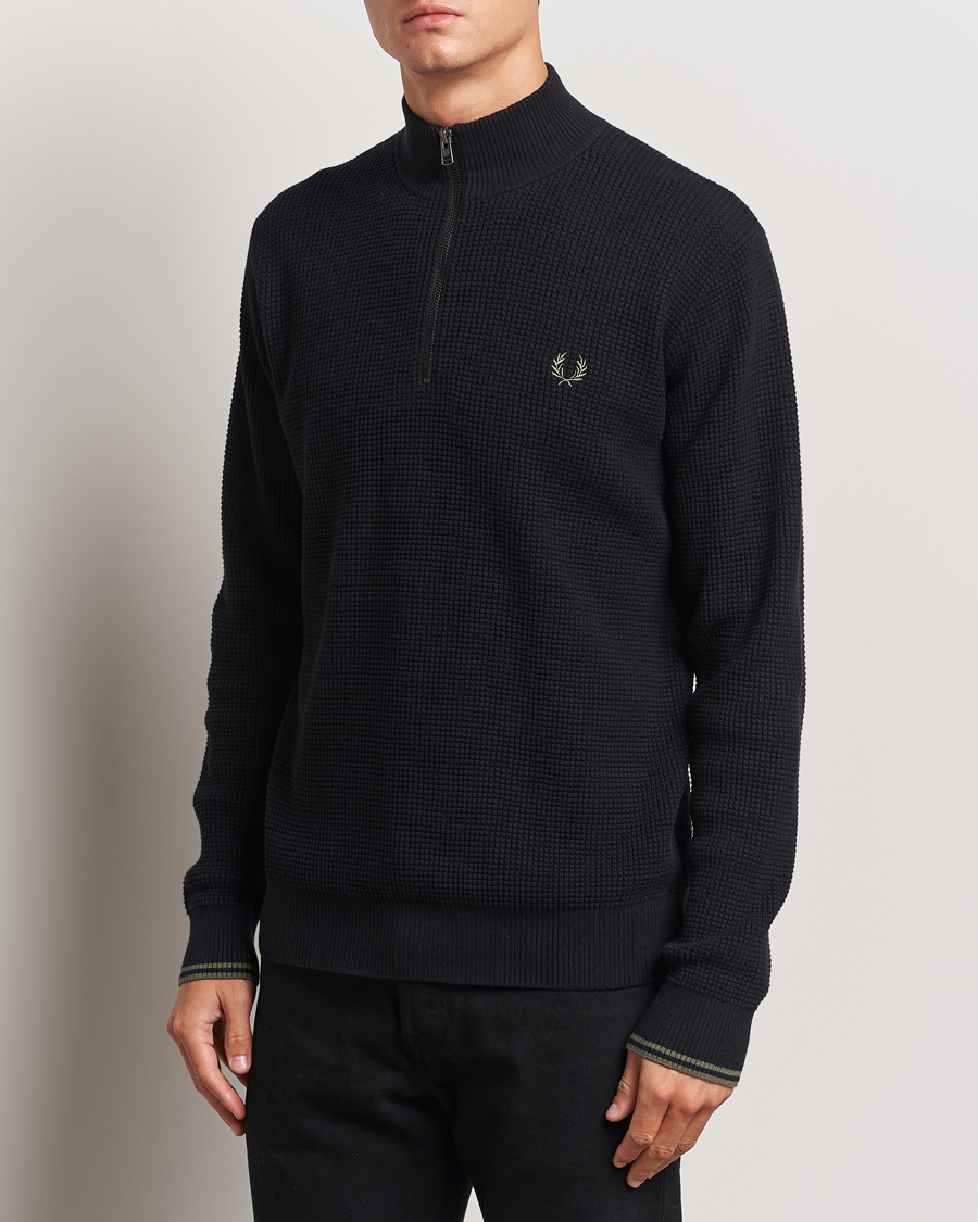 Herren |  | Fred Perry | Waffle Stitch Half Zip Black