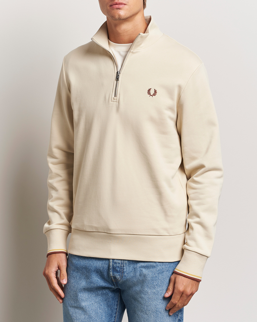 Herren |  | Fred Perry | Half Zip Sweatshirt Oatmeal