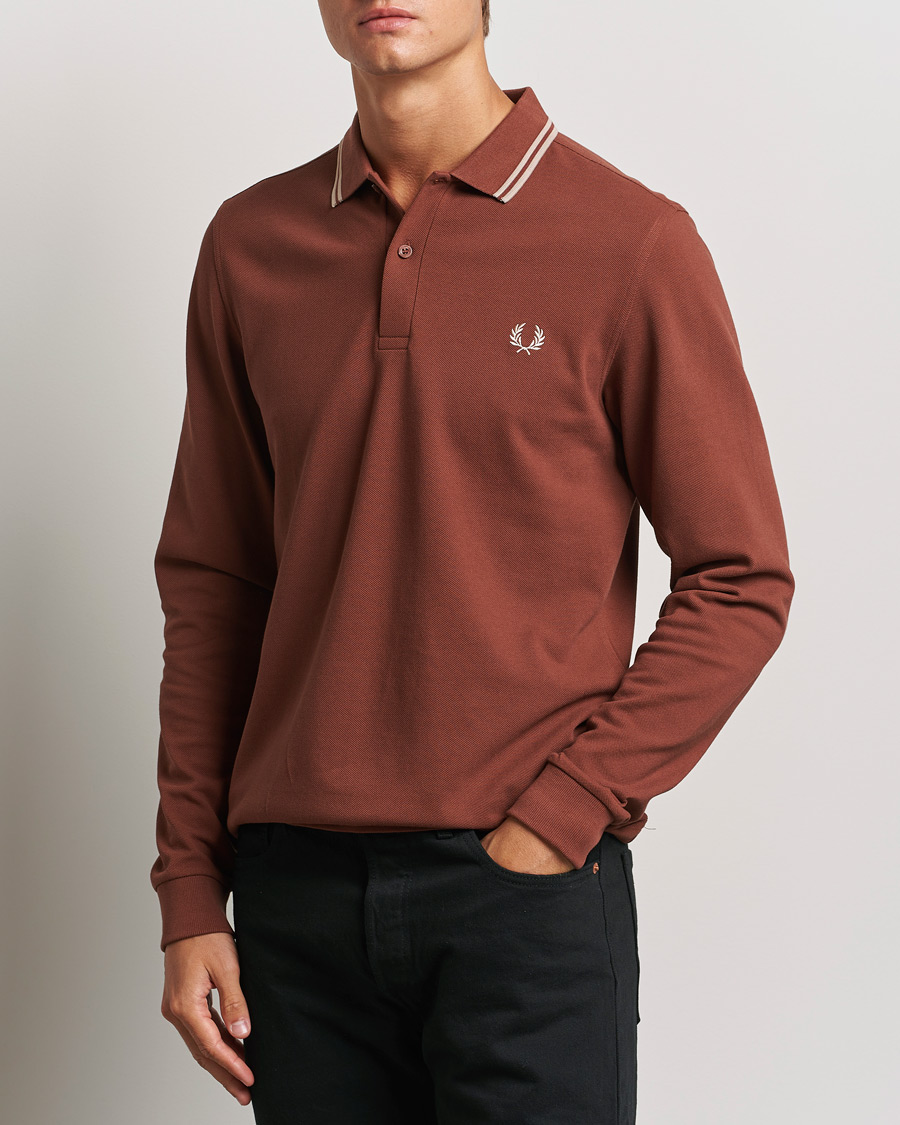 Herren |  | Fred Perry | Twin Tipped Long Sleeve Polo Shirt Whiskey Brown