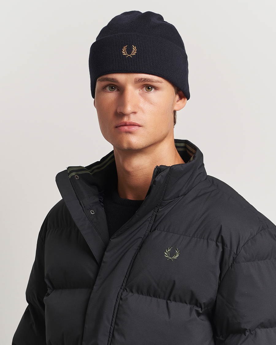 Herren |  | Fred Perry | Merino Wool Beanie Navy