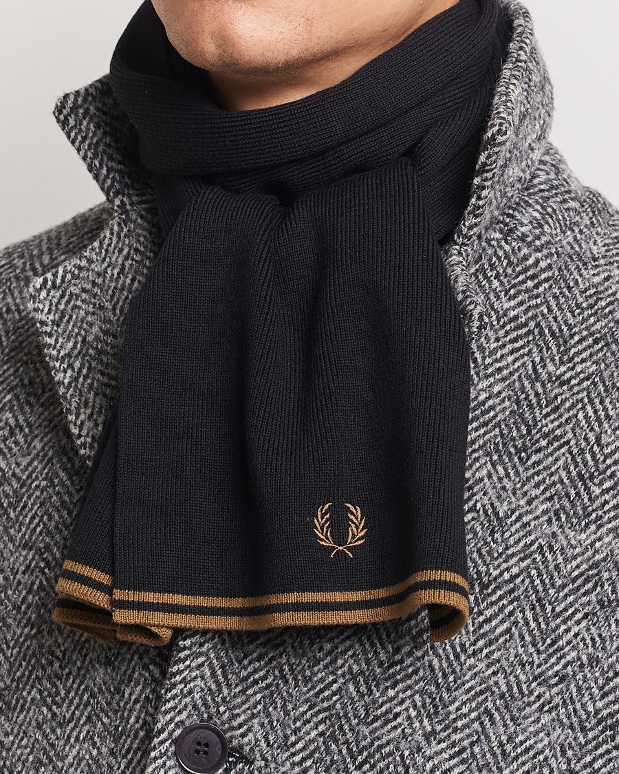 Herren |  | Fred Perry | Twin Tipped Merino Wool Scarf Black