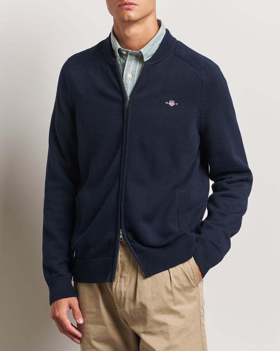 Herren |  | GANT | Casual Cotton Bomber Cardigan Evening Blue