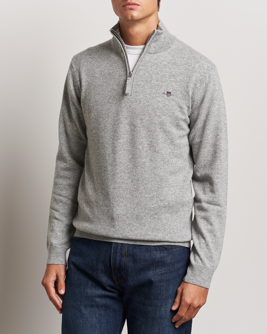 Herren |  | GANT | Lamsbwool Half Zip Grey Melange