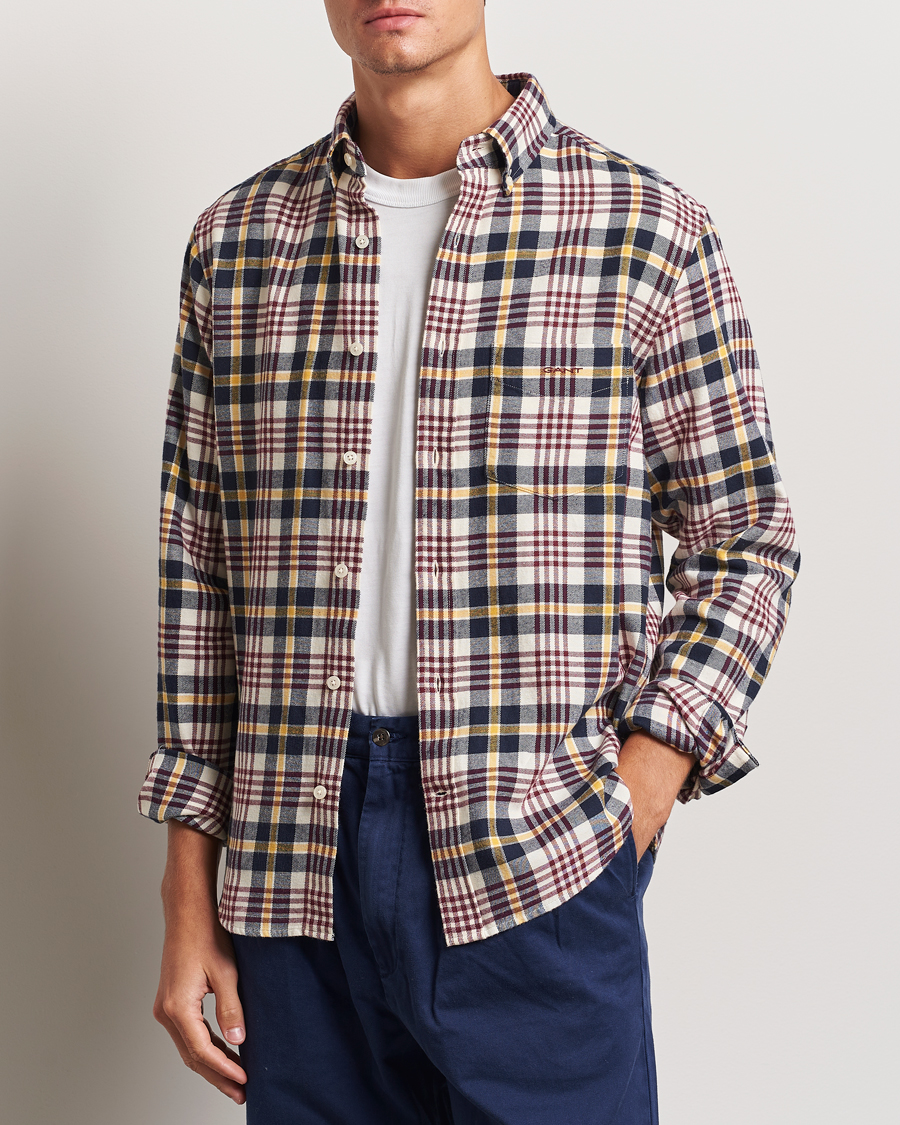 Herren |  | GANT | Regular Flannel Plaid Shirt Cream