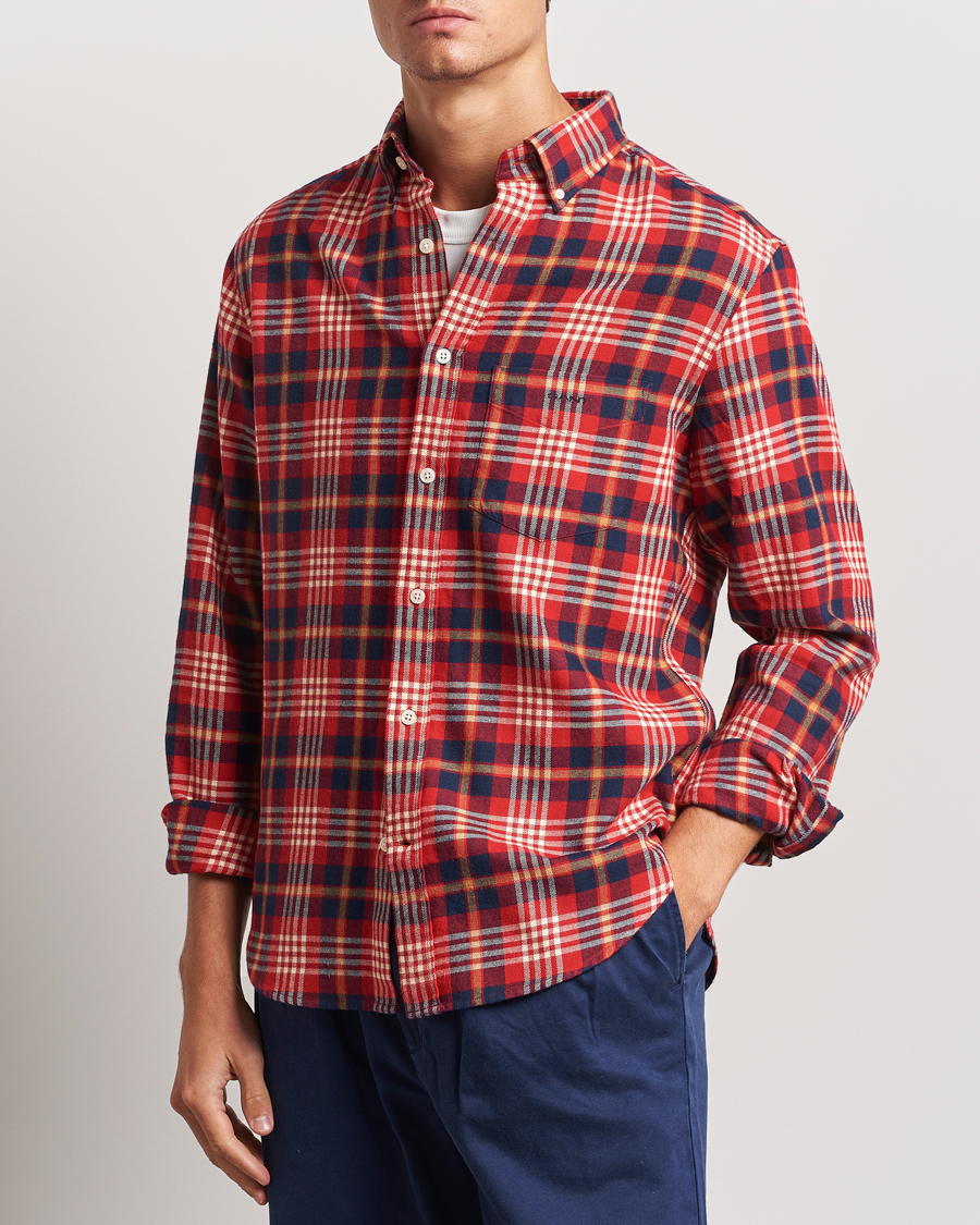 Herren |  | GANT | Regular Flannel Plaid Shirt Ruby Red