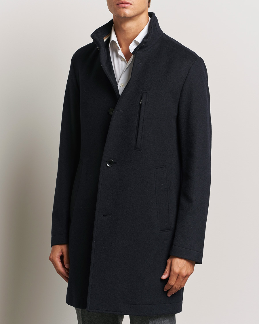 Herren | Business & Beyond - Formal | BOSS BLACK | Hyde Stand Up Collar Coat Dark Blue