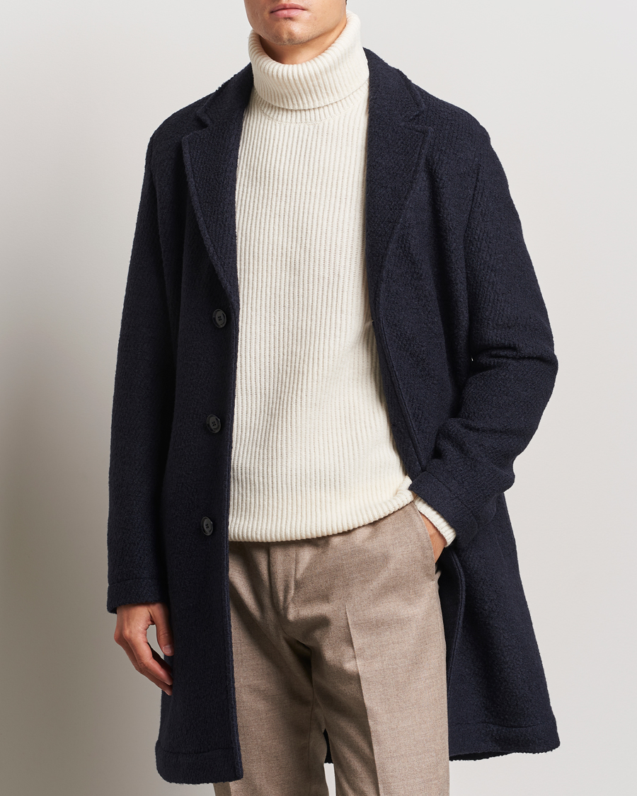 Herren | Jacken | BOSS BLACK | Hyde Structured Wool Coat Dark Blue