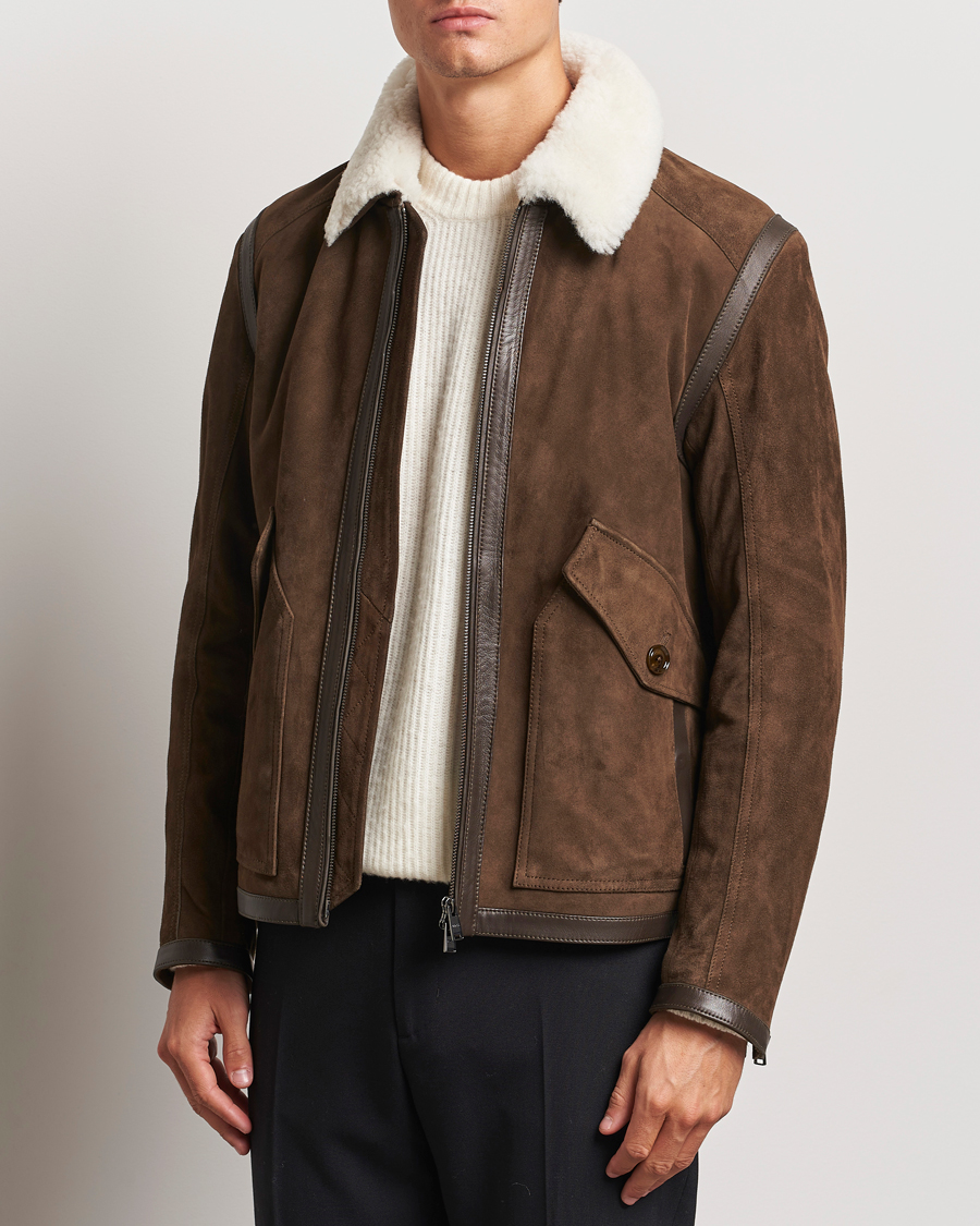 Herren |  | BOSS BLACK | Montel Suede Searling Bomber Jacket Brown