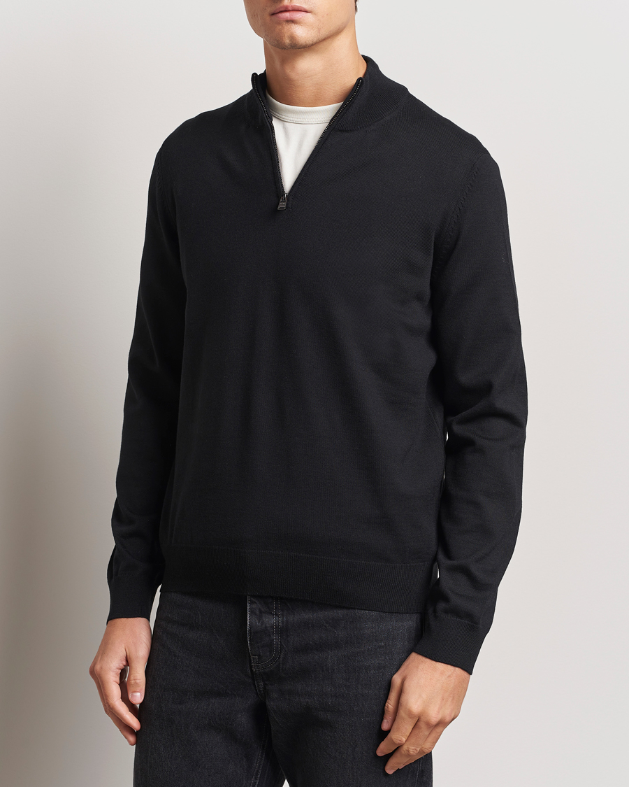 Herren |  | BOSS BLACK | Ebenji Merino Knitted Half Zip Black