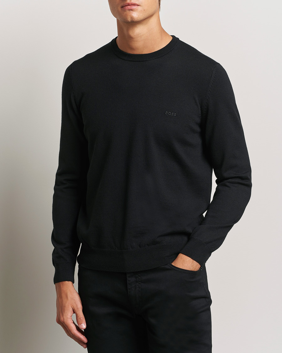 Herren | Business & Beyond - Formal | BOSS BLACK | Botto Merino Knitted Pullover Black