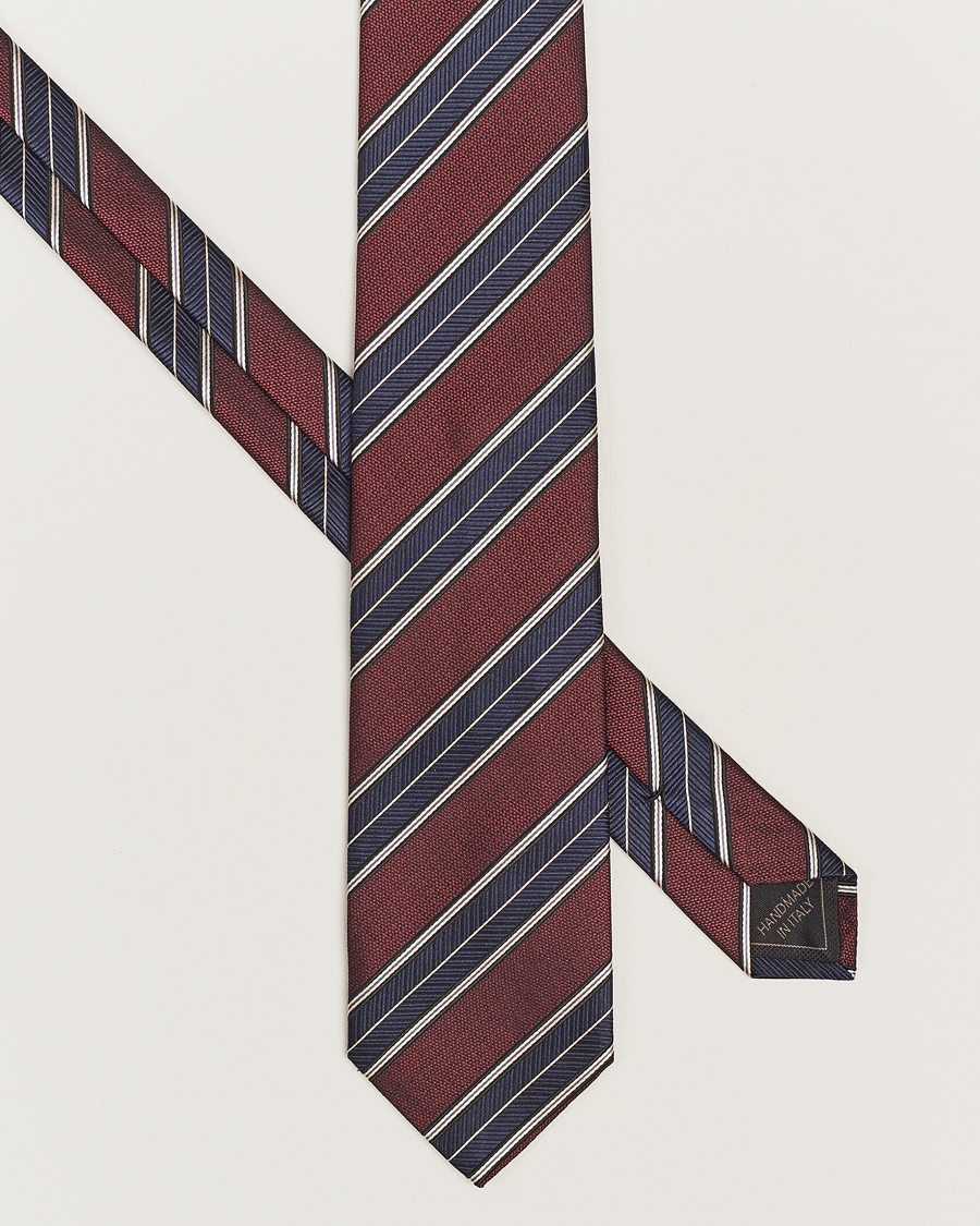 Herren |  | Brioni | Regimental Stripe Silk Tie Burgundy